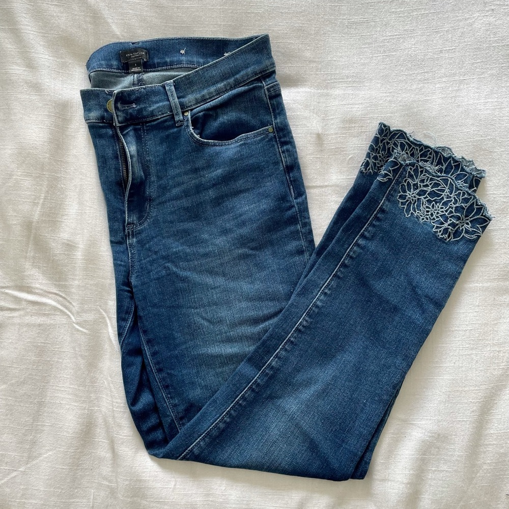 Ann Taylor Ankle Jeans with floral detail
